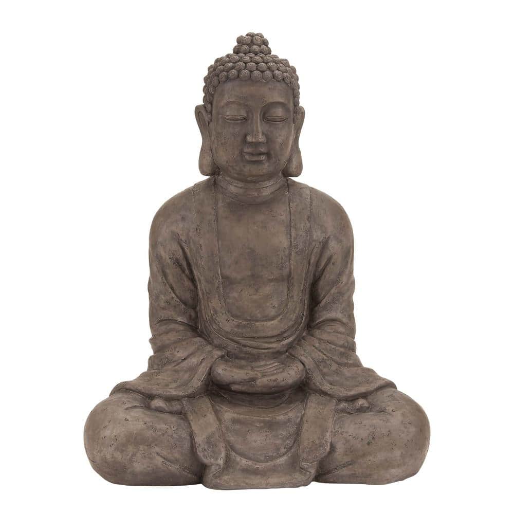 Litton Lane Brown Polystone Meditating Buddha Sculpture with Engraved ...
