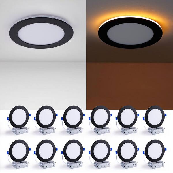 (12-Pack) 6 in. Adjustable 5CCT Black LED Recessed Light 1200LM High Brightness
