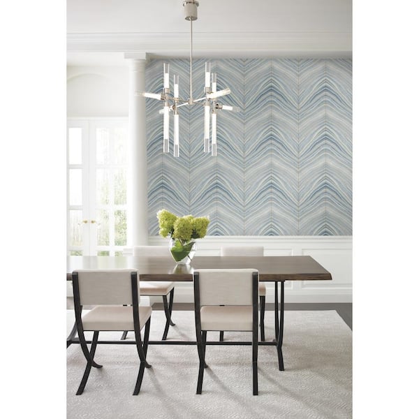 Mist Blue Onyx Strata Non Woven Preium Peel and Stick Wallpaper Approximate 45 sq. ft.