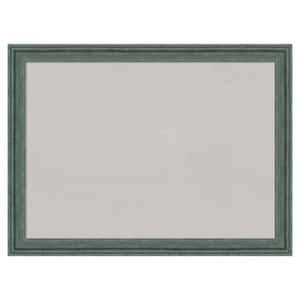 Upcycled Teal Grey Wood Framed Grey Corkboard 31 in. x 23 in. Bulletin Board Memo Board
