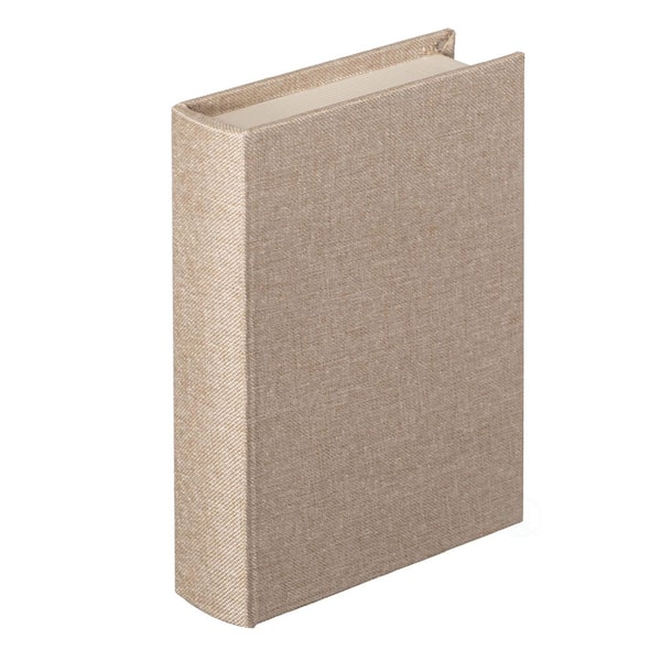 8" Classic Linen Book Box, Vintage-Style Decorative Storage for Keepsakes, Jewelry, Documents, Sand, 6 in. W