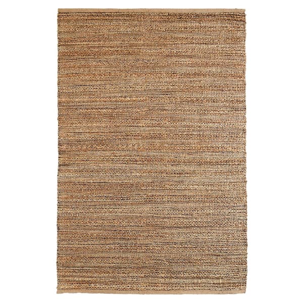 Unbranded Beige 8 ft. x 10 ft. Area Rug Jute Blend Natural Fiber Braided