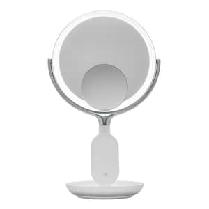 8 in. x 8 in. Round Table Top Bathroom LED Mirror with Wireless Charger