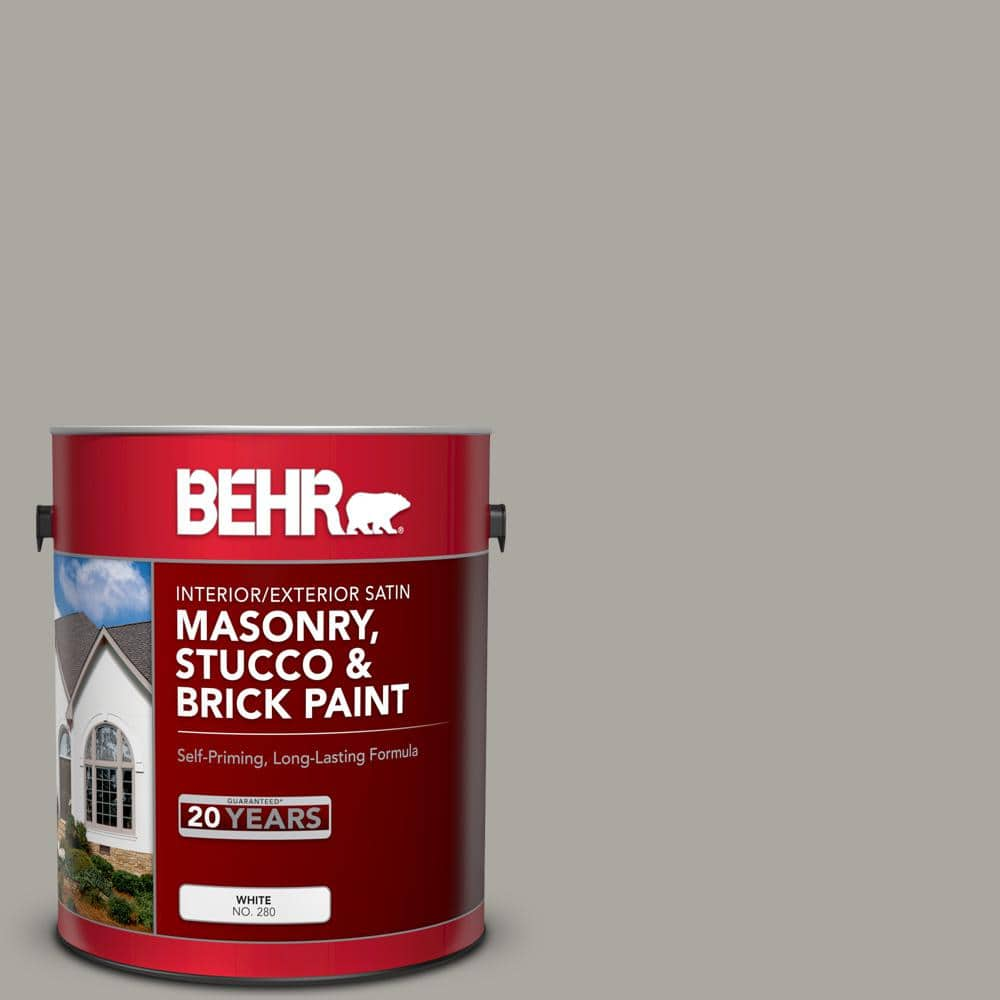 BEHR 1 Gal N360 3 Still Gray Satin Interior Exterior Masonry Stucco   Still Gray Behr Masonry Paint 28001 64 1000 