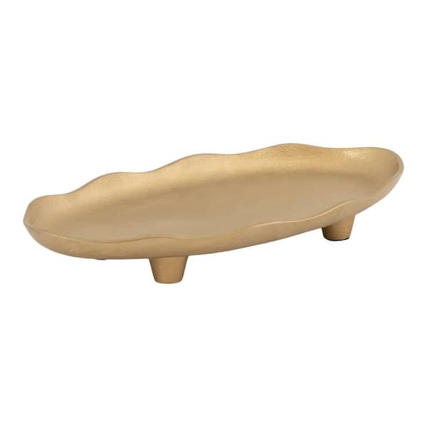 Kate and Laurel Alessia Gold Oval Metal 14 in. Decorative Tray