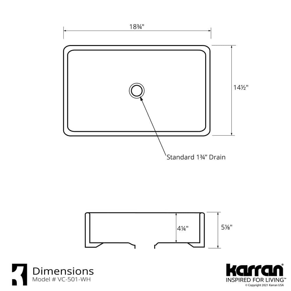 Valera 19" White Ceramic Rectangular Vessel Bathroom Sink