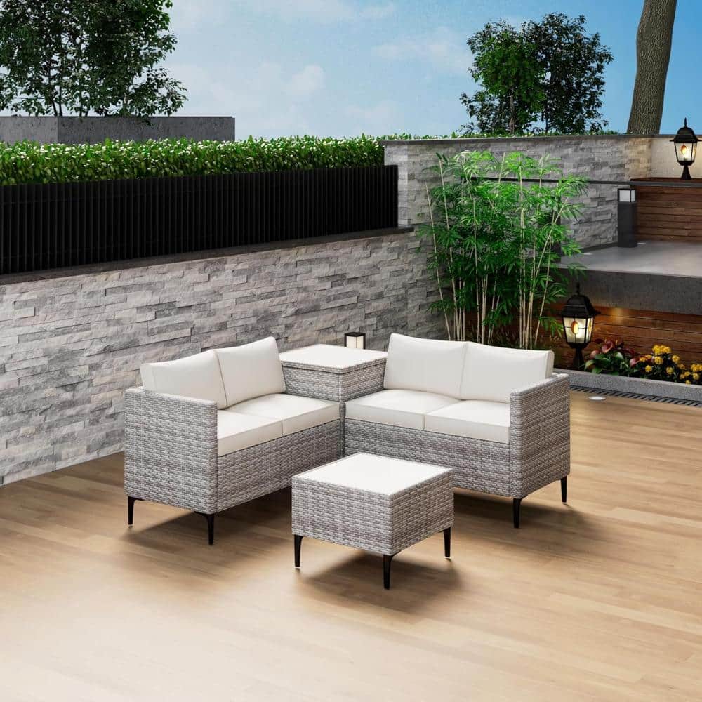 4 Pieces Patio Sectional Furniture PE Rattan loveseat Sofa Set price history on PriceWatchPro
