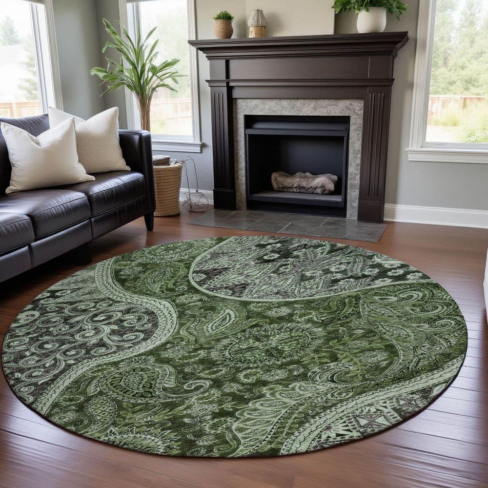 Addison Rugs Mayfield Premium Machine Washable Abstract AMF1078 Olive 8 ...