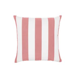 Cabana Stripe Pink/White Set of Two 18 in. Knife Edge Filled Outdoor Throw Pillow