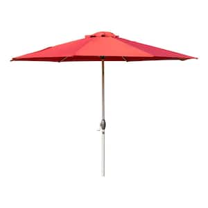 9.5 ft. Aluminum Pole Market Outdoor Table Umbrella with Push Button Tilt And Crank in Brick red