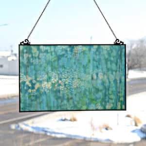Mottled Blue Stained Glass Single Pane Window Panel