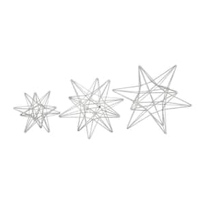 Silver Metal Star Sculpture (Set of 3)