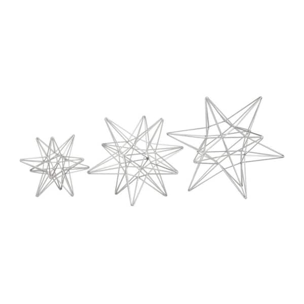 CosmoLiving by Cosmopolitan Silver Metal Star Sculpture (Set of 3)