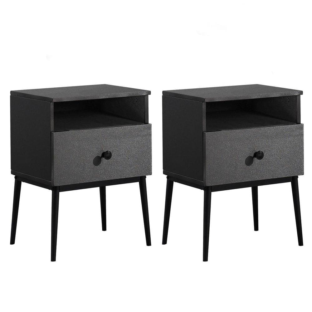 VECELO NightStands Set of 2, Square End Side Table with Drawer and ...