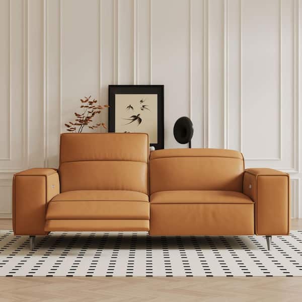 THE RIGHT PATH 76.77 in. Square Arm Faux Leather Square Sofa
