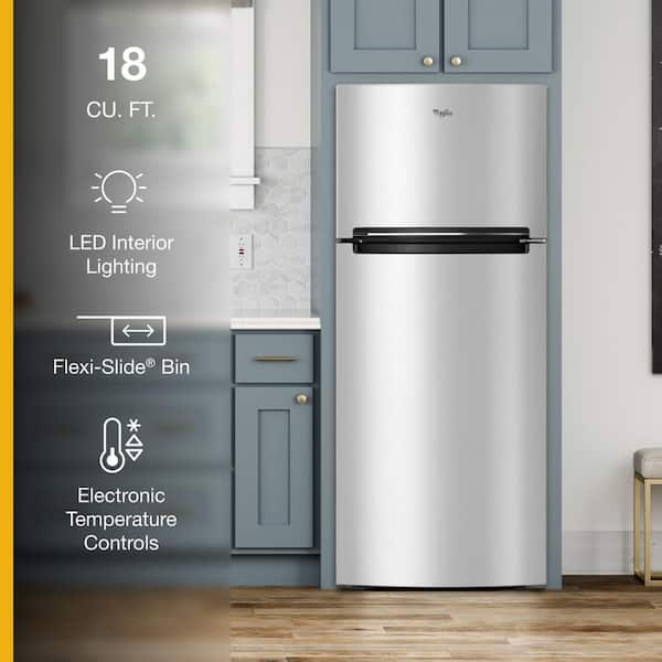 28 in. 17.64 cu. ft. Wide Top Freezer Refrigerator in Stainless Steel with EZ Connect Ice Maker Compatibility