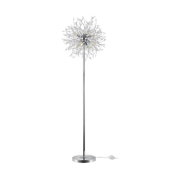 68.9 in. Silver Metal Novelty Tree Floor Lamp, Standing
