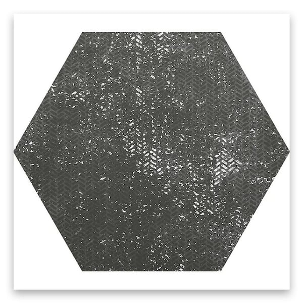 Zenith 9 in. x 11 in. Textured Graphite Gray Porcelain Hexagon Wall and Floor Tile (8.07 sq. ft./case)-16 Pack