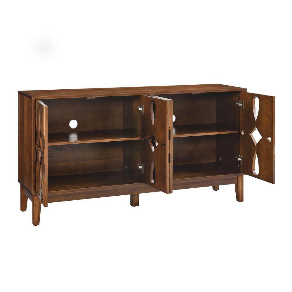 60.5 in. W x 15.75 in. D x 32 in. H Bathroom Brown Linen Cabinet