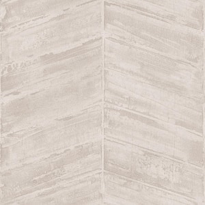 Ambiance Light Taupe Metallic Textured Geometric Wooden Chevron Vinyl Non-Pasted Wallpaper (Covers 57.75 sq. ft.)