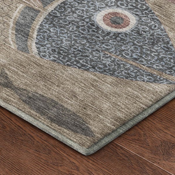 Mayfield Premium Machine Washable Abstract AMF2447 Gray 10 ft. x 14 ft. Area Rug