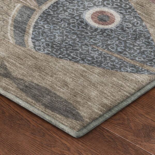 Mayfield Premium Machine Washable Abstract AMF2447 Gray 5 ft. x 7 ft. 6 in. Area Rug