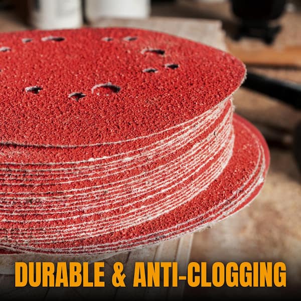 POWERTEC 6 in. 60-Grit Aluminum Oxide Hook and Loop 6 Hole Disc