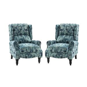 Bogazk Blue Manual Recliner with Rubber Wood Legs (Set of 2)