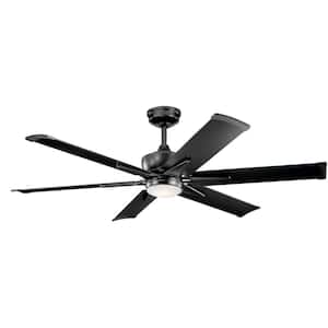 Szeplo II 60 in. Integrated LED Indoor Satin Black Downrod Mount Ceiling Fan with Light Kit and Wall Control