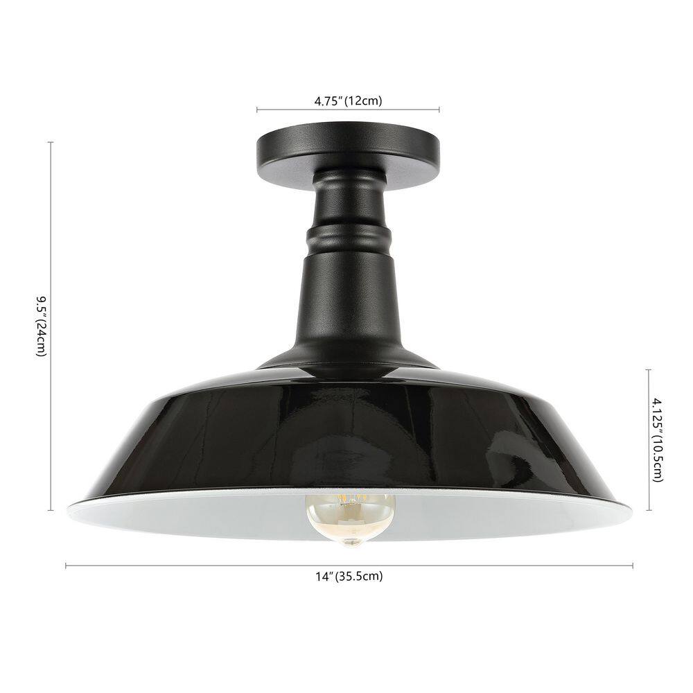 Camila Vintage Industrial Black Metal LED Ceiling Light