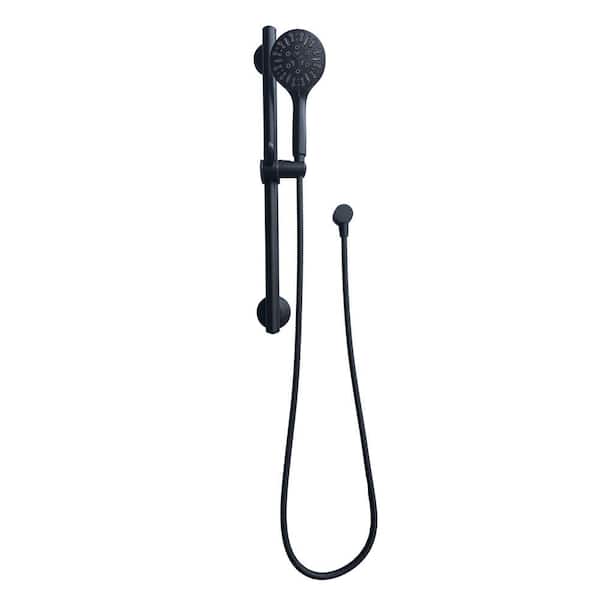 Grabcessories 28 in. 3 in 1-Adjustable Slide Grab Bar in Matte Black with 9-Function Handheld Shower Head in Matte Black