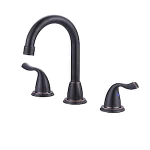 8 in. Widespread Double-Handle Bathroom Faucet with Supply Lines in Oil Rubbed Bronze