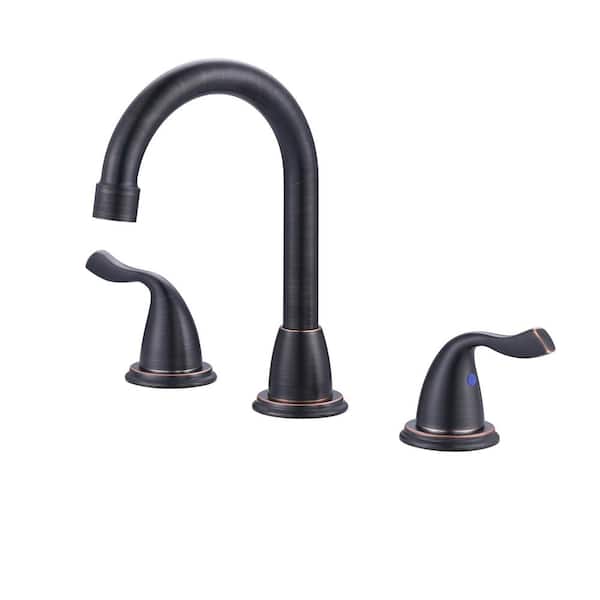 IVIGA 8 in. Widespread Double Handle Bathroom Faucet with Pop Up Drain, Supply Lines and Y-shaped Hose in Oil Rubbed Bronze
