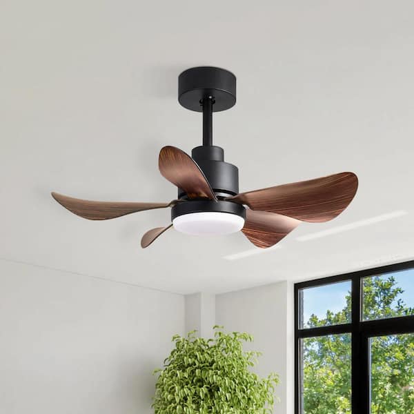 28 in. Indoor Brown Ceiling Fans with Lights and Remote/APP Control with 5-Reversible Blades 3-Colors Dimmable