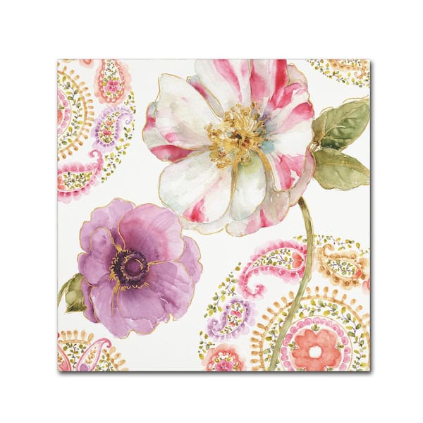 Trademark Fine Art 14 in. x 14 in. "Rainbow Seeds Paisley I" by Lisa Audit Printed Canvas Wall Art
