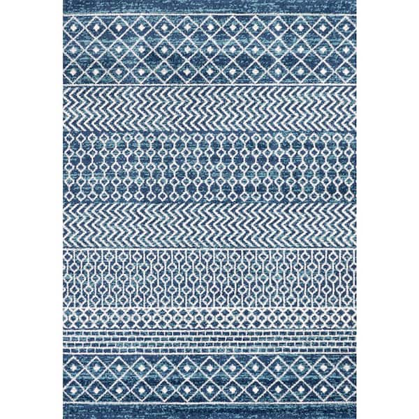 Arta Navy/Cream 8 ft. x 10 ft. Moroccan Vintage Geometric Area Rug