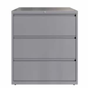 36 in. W 3-Drawer Arctic Silver Metal Lateral File Cabinet for Home and Office,Holds Letter,Legal and A4 Hanging Folders