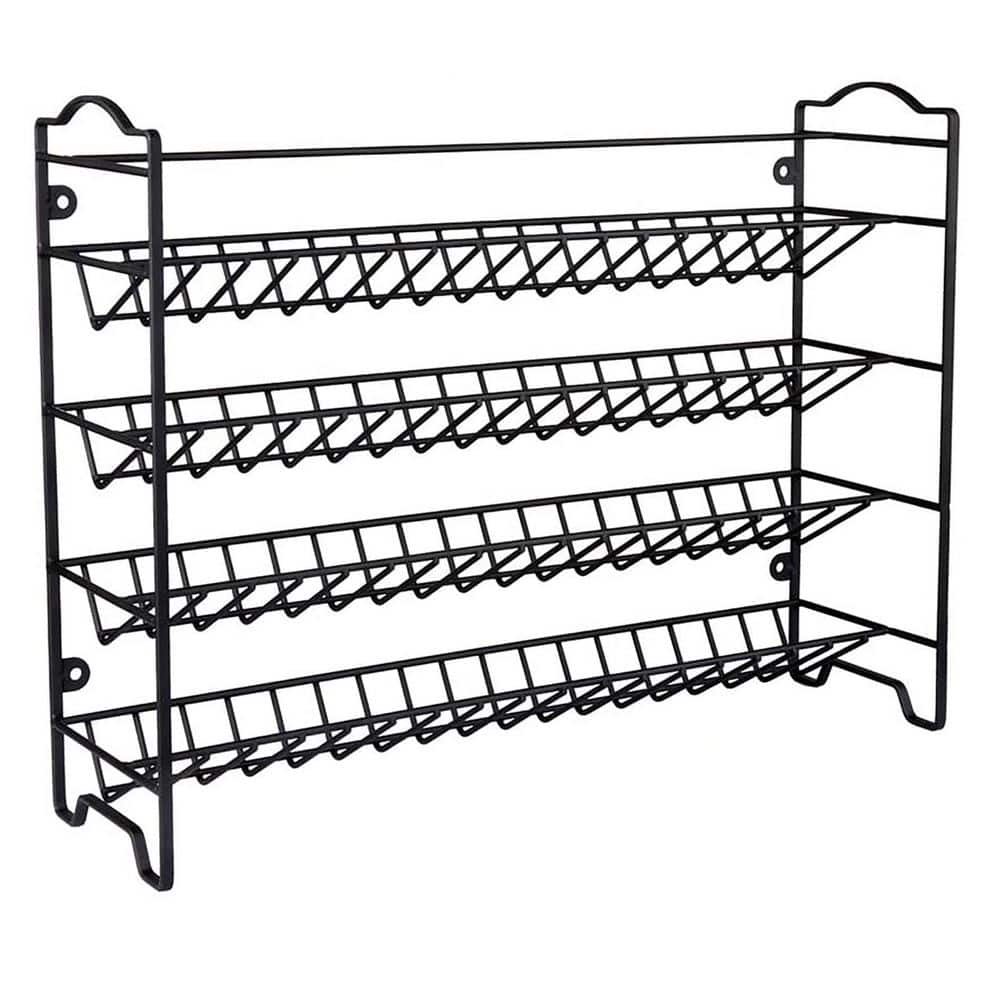 Anqtovp 3 Shelf Black Countertop Cabinet Wall Mount Spice Rack ...