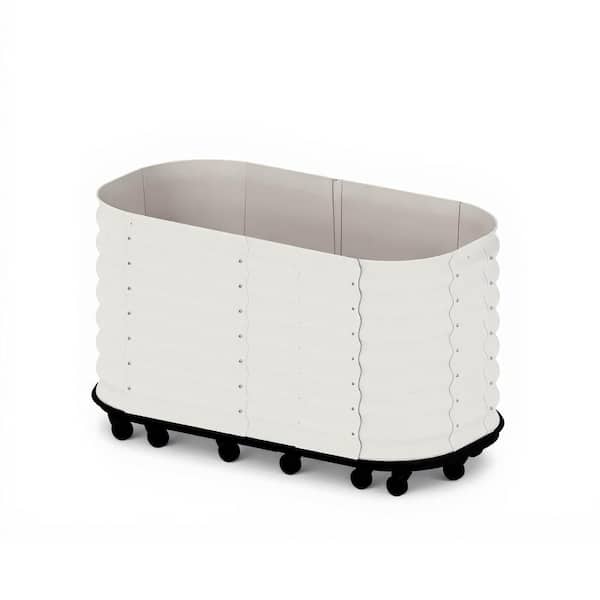 59 in. x 23.6 in. x 27.5 in. Galvanized Steel Self-Watering Raised Garden Bed in Beige with Water Reservoir and Wheels