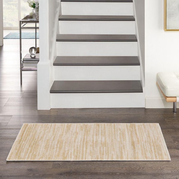 Essentials doormat 2 ft. x 4 ft. Ivory Gold Abstract Contemporary Indoor/Outdoor Area Rug