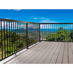 42 in. H x 4 in. W Black Aluminum Deck Railing Mid Post