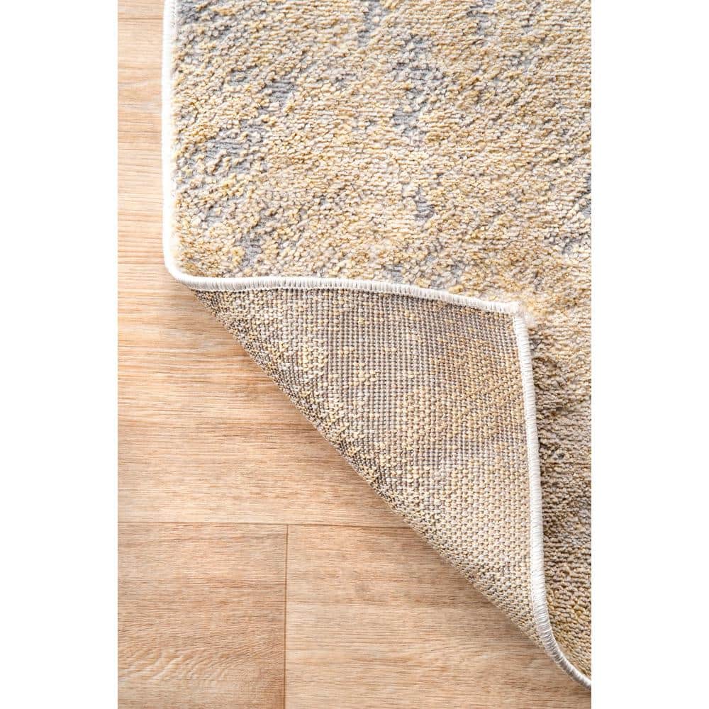 Gold and Beige Abstract Reversible Runner Rug