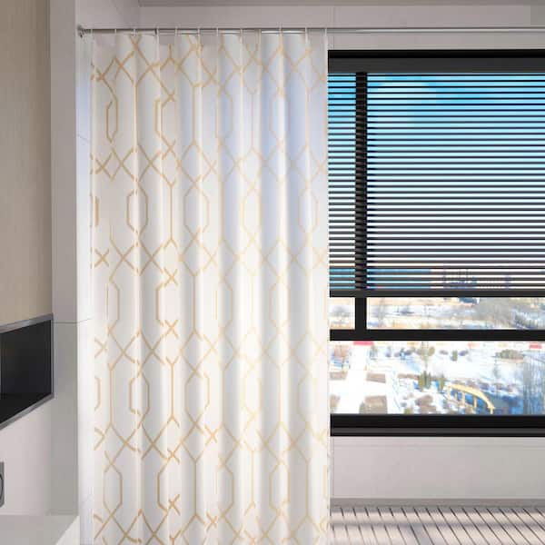 Shower Curtain Waterproof Bathroom Curtain Liners 71" X 71" Polyester Bath Curtain Machine Washable with Hooks, White