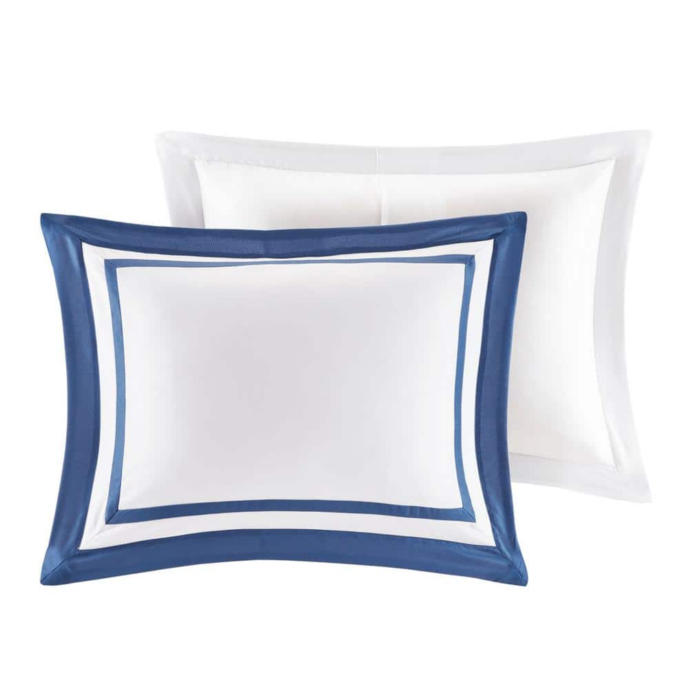 Navy and White King Microfiber Reversible 8-Piece Bedding Set