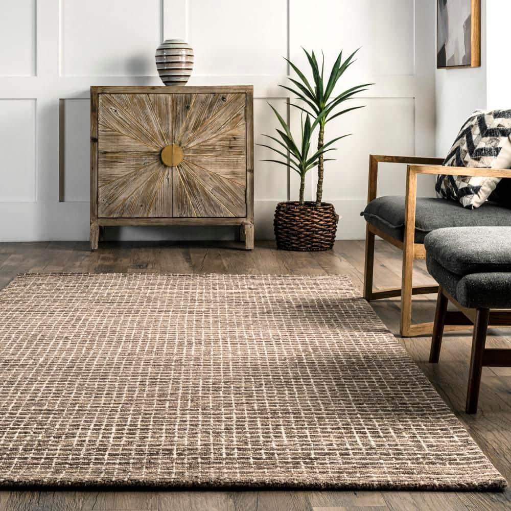 Melrose Hand-Tufted Wool Rectangular Brown Area Rug 10' x 14'