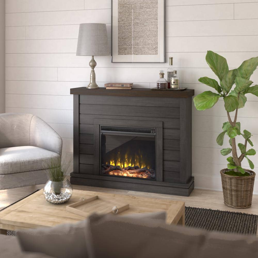 Twin Star Home 47.38 in. Freestanding Wooden Electric Shiplap Wall ...
