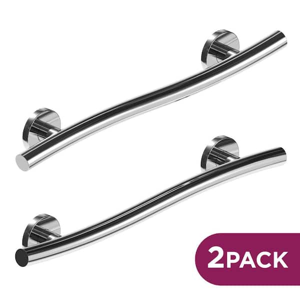 Decorative Wave Grab Bars 24 in. ADA Compliant, Left And Right Orientation in Polished Chrome (2x Pack)