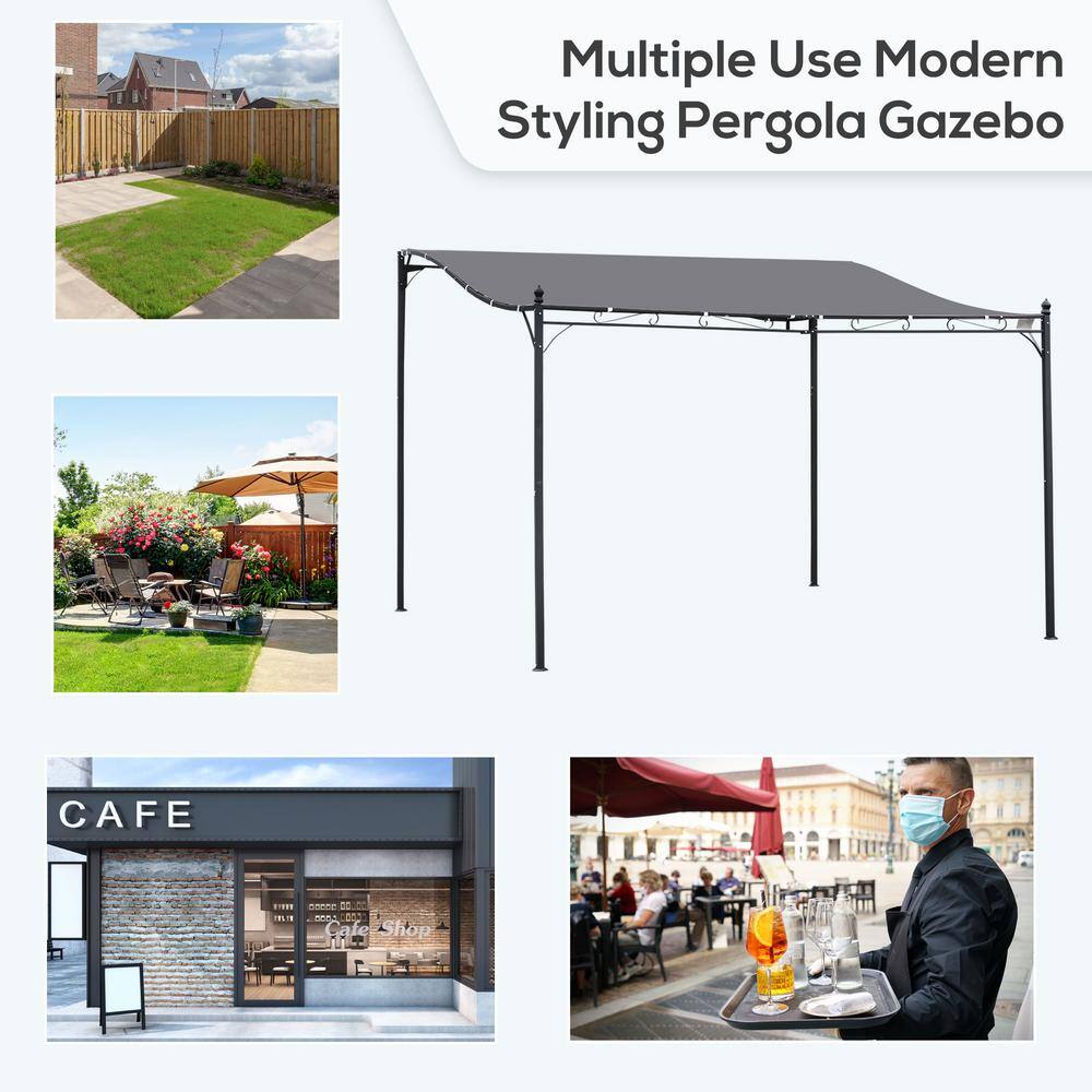 Gray 13' x 10' Steel Outdoor Pergola with Weather-Resistant Canopy