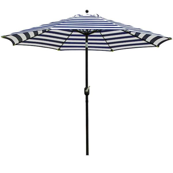9 ft. Flap Market Outdoor Patio Umbrella in Blue and White