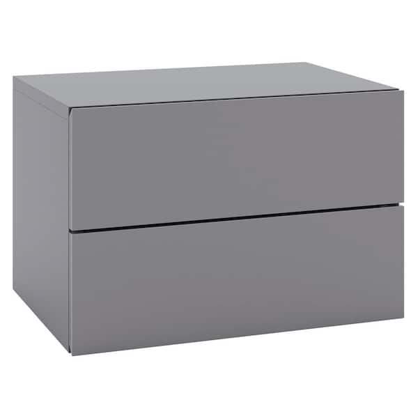 Costway Gray 2-Drawer 16. 5 in. W Floating Nightstand with Drawer Storage Modern Floating Bedroom Shelf